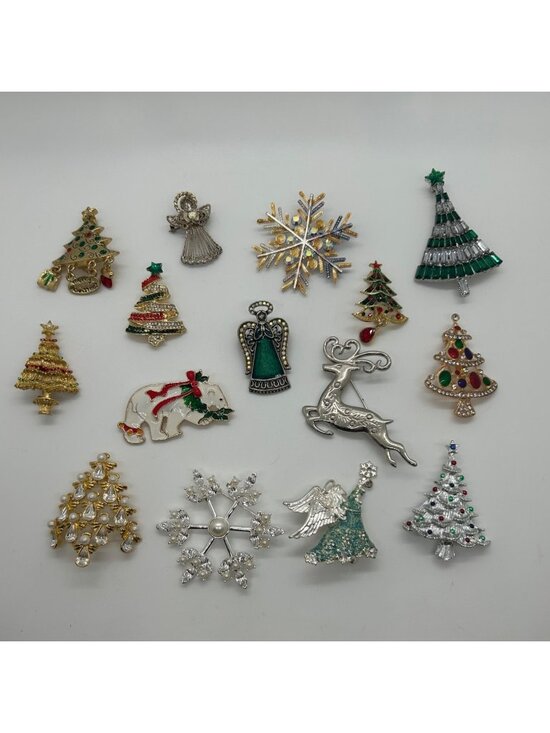 Radco, Eisenburg Jewelry - Christmas Brooch Lot Tree Pin Radko Eisenberg Avon Gerry Vintage Modern